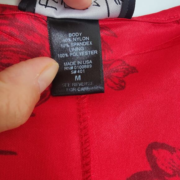 Frazzle Sz M Red Black Lace Beaded Shirt Sheer Blouse Top Fairy Grunge Goth - Picture 5 of 7